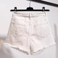 thumbnail image 4 of Women Solid Color High Waist Slim Casual Slim Waist Summer Loose Hole Hot Denim Shorts, 4 of 5