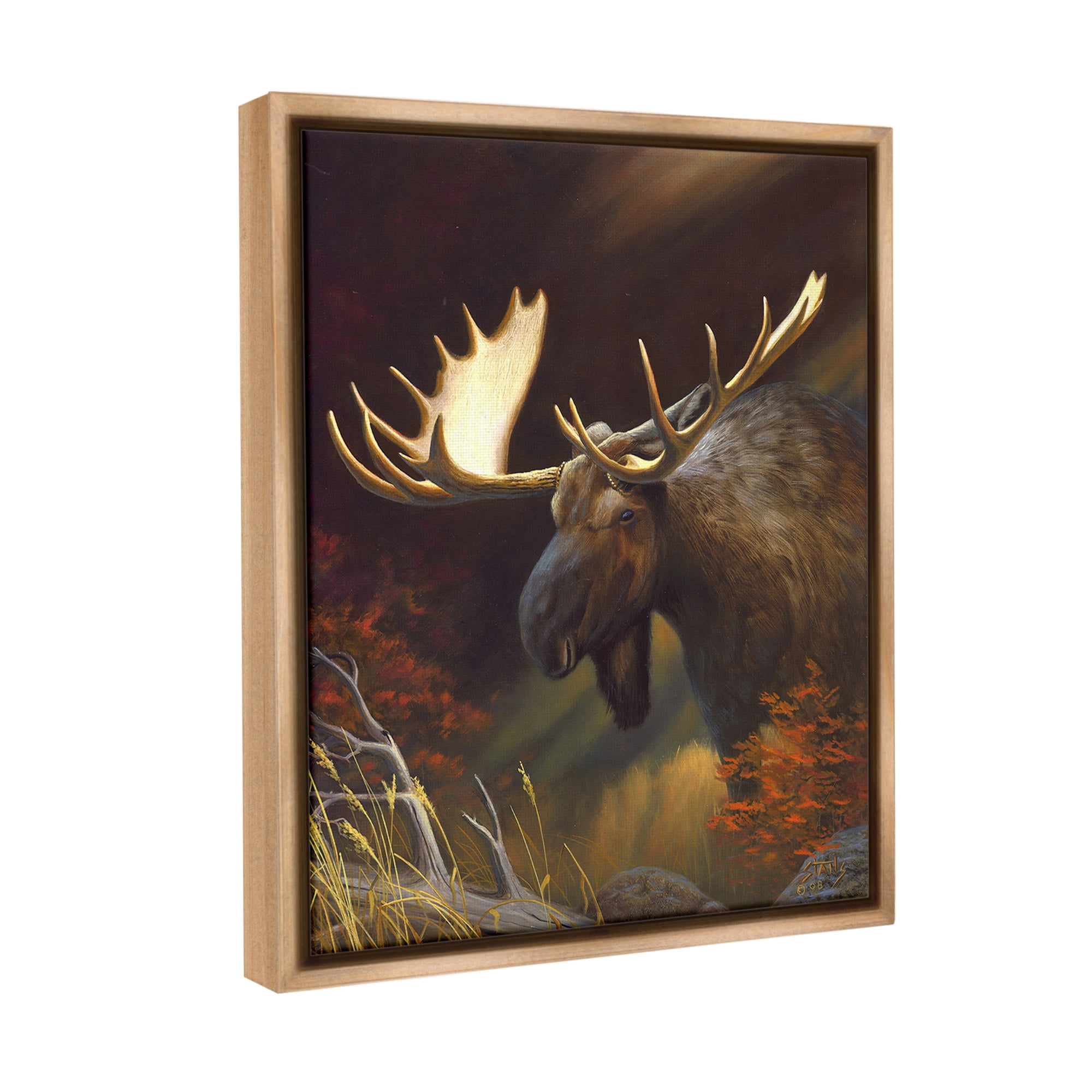 Stupell Industries Woodland Moose Portrait Animals & Insects Painting Brown Floater Framed Canvas Art Print Wall Art, 17 x 21