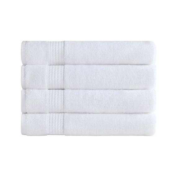 Ozdilek 4-Piece Bath Towels, 30x60" 550GSM, 100% Turkish Cotton, Luxury Quick Dry, Extra Large, Fade-Resistant, Eco-Friendly, Spa Towel, Comfortable (Bright White)