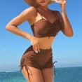 thumbnail image 4 of Duqingm 2 Piece Bathing Suits for Women Women Two Piece Bathing Suits Push Up Bikini Set Halter Swimsuit Vintage Swimwear Coffee,M, 4 of 7