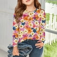 thumbnail image 6 of Abcomgle Girls Shirts Long Sleeve 7-8 Trendy Daisy Flower Print Crewneck T Shirts for Girls Fall Basic Top for Girls Cute Girls Sweatshirts 6-7 Years,Orange, 6 of 6