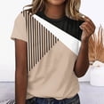 thumbnail image 2 of Womens Summer Tops Dressy Casual Color Block Crewneck Tshirts Short Sleeve Trendy Blouses Basic Loose Tunic Tee Tops, 2 of 4