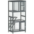thumbnail image 2 of PawHut 74" Wooden Outdoor Cat House Catio Outdoor Cat Enclosure, Light Gray, 2 of 9