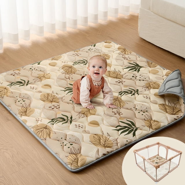 Alfombrilla de juego para bebés Blissful Diary, diseño en tonos tierra, 120 x 120 cm