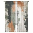 thumbnail image 3 of Green Orange Sheer Curtains 72 Inches Long 2 Panels Set, Window Sheer Curtains for Living Room/Bedroom, Shabby Chic Color Block Abstract Ombre Light Filtering Rod Pocket Curtain 52'' x 72'' x 2, 3 of 7