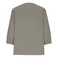 thumbnail image 4 of DHFJKG Womens V Neck T Shirt Loose Fit 3/4 Sleeve Solid Color Basic Tee Summer Breathable Linen Beach Vacation Clothes Comfy Tops, 4 of 5