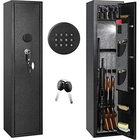 Bonusall 4-6 Rifle Safe Long Gun Safe for Rifles and Shotguns Quick Access Gun Safe Rifle for Home Rifles and Pistols with keypad Lock Adjustable Shelves & Handgun Pockets