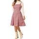 thumbnail image 1 of Vestido de tirantes para mujer INSPIRE CHIC, vestido midi de corte A con cuello cuadrado y estampado de cuadros, color rosa, 1 of 6