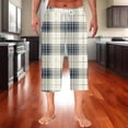thumbnail image 2 of GigrtiJin Mens Trendy Capris Pants Plaid Printed Elastic Waisted Drawstring Wide Leg Pants Loose Casual Pants, 2 of 7