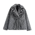 thumbnail image 2 of Faux Fur Coat, Yigetop Women's Faux Coat Long Sleeve Lapel Shaggy Winter Jacket Warm Furry Open Front Outerwear Fur Jacket Black L, 2 of 4