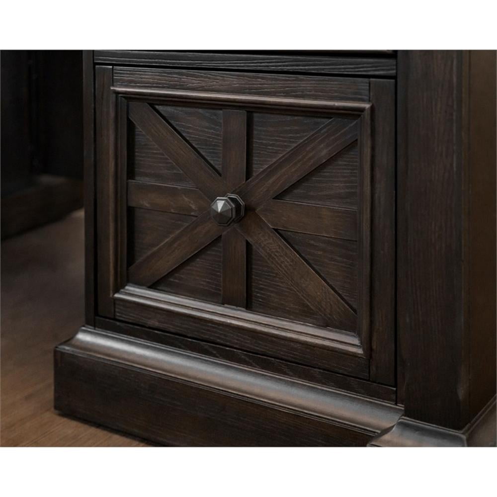 Pemberley Row Wood Dark Brown Executive Desk Double Pedestal Rectangular 66"W Fully Assembled