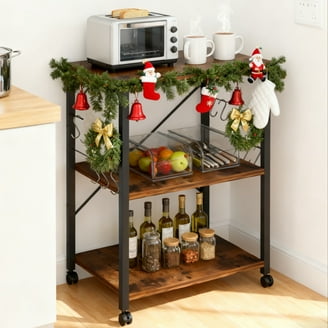 Hodedah Microwave Kitchen Cart, Chocolate - Grey - Walmart.com