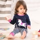 thumbnail image 4 of Pijamas de manga larga para bebé y niña, conjunto de 2 piezas, camiseta y pantalones con estampado de unicornio, ropa de dormir informal para niños de 2 a 7 años, 4 of 5