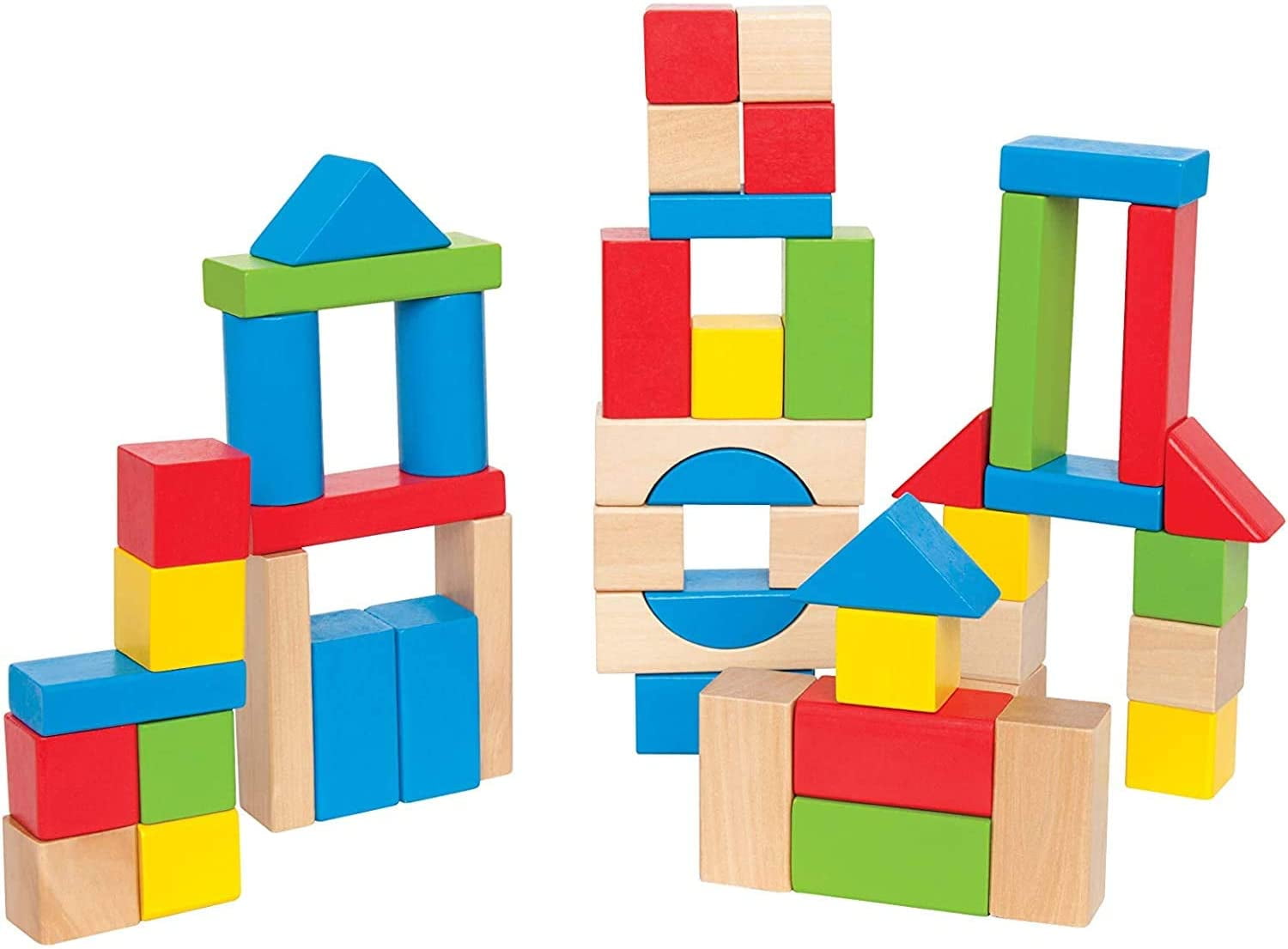 Wooden Bricks 100 Pcs Bricks Building Blocks Puzzle Math Wooden Toys 
