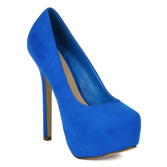 Breckelle Marisa-21S New Women Suede Almond Toe Hidden Platform Stiletto Pump