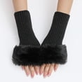 thumbnail image 2 of Women's Winter Fingerless Gloves with Fuzzy Faux Furry Cuff Warm Half Finger Hand Warmers for Daily Wear Party, 2 of 2