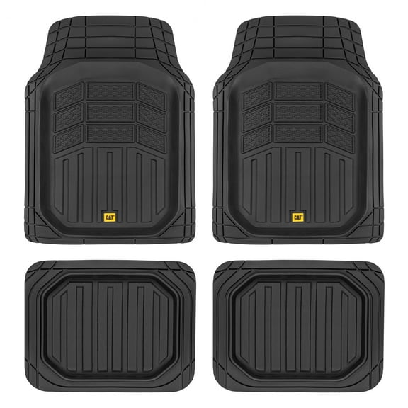 Caterpillar CAMT-9014 (4-Piece) Deep Dish Rubber Truck Floor Mats, Trim To Fit for Car Truck SUV