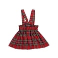 thumbnail image 3 of Bagilaanoe Toddler Baby Girl Christmas Dress Suspender Skirt 3M 6M 12M 2T 3T 4T Kids Wide Shoulder Strap Plaid Overalls with Buttons, 3 of 5