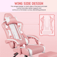 thumbnail image 6 of Yaheetech Reclining Gaming Chair with Folding Footrest and Massage Lumbar Pillow, Pink/White, 6 of 12