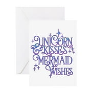 CafePress - UNICORN KISSES And MERMAID WISHES Greeting Cards - Greeting Card, Blank Inside Matte