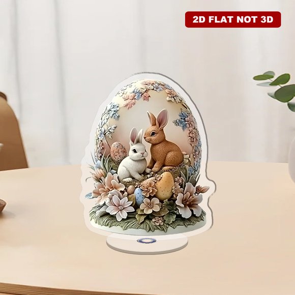 Ornement Acrylique Rotatif avec Lapins de Pâques et Fleurs Vibrantes style Helle Nordstrom's, Ensemble contre un Fond Blanc Immaculé avec des Détails Complexes