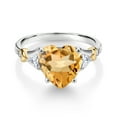 thumbnail image 2 of Gem Stone King 925 Silver and 10K Yellow Gold Yellow Citrine and White Moissanite and White Diamond Engagement Ring for Women | 3.59 Cttw | Heart Shape 10MM | Gemstone November Birthstone | Size 5, 2 of 3