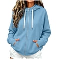 thumbnail image 3 of Women Full Zip Up Hoodie Sweatshirt Sevevn Drawstring Hood Kangaroo Pockets Soft Fleece Casual Top for Daily Loungewear Sports Street Wear, 3 of 7