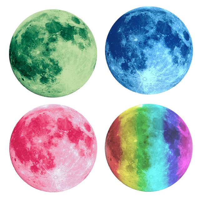 Pared Luminosa Brillante JAMW Resplandor en la Luna Oscura 30cm Adhesivo Extraíble para Habitación de Niños