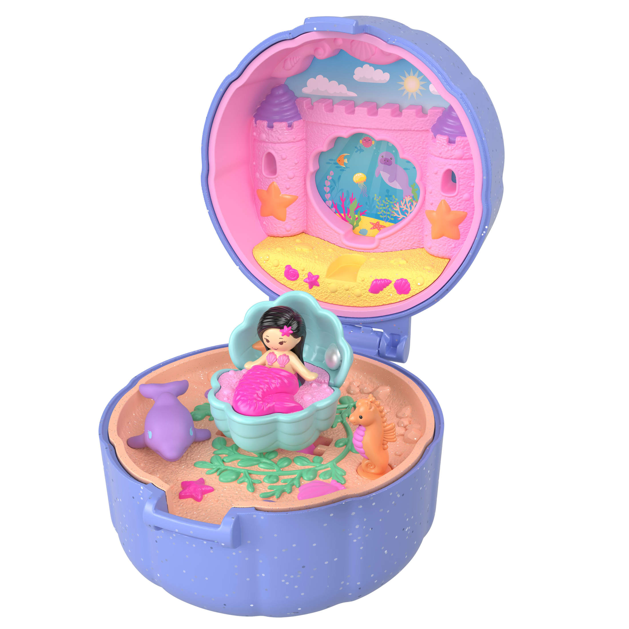 Polly Pocket Collector, Mermaid Seashell Ring and Case, Heritage Micro Dolls & Keepsake Compact Playset