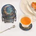 thumbnail image 3 of Yayeee 6 PCS Drink Coasters with Holder Set Woven Absorbent Round Tabletop Hot Pad, Crystal Moon, 3 of 7