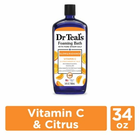 Dr Teal's Vitamin C Glow & Radiance Pure Epsom Salt Foaming Bath 34 fl oz - Pack of 2