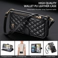 thumbnail image 4 of Funda tipo cartera FOXDOCK para Samsung Galaxy S26 Ultra, estampado de diamantes, correa larga, con ranuras para tarjetas, soporte y cremallera - negro, 4 of 6