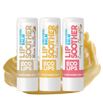Eco Lips Conditioning Lip Soother Lip Balm with Mango & Murumuru Butter (Creamy Cherry, Lemon Melon, Warm Vanilla), 3-pack