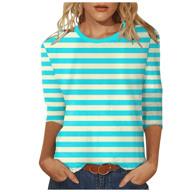 Hauts pour Femmes Chemises Mi-Longues Manches Trois-Quarts T-Shirts Graphiques T-Shirts Décontractés Col Rond Tuniques Ensemble Femmes Course Manches Longues T-Shirts Athlétiques Amples Femmes