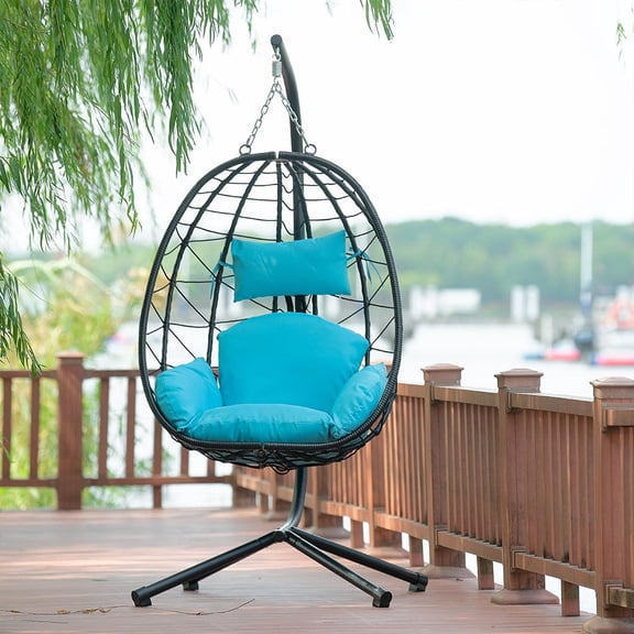 CARZZI LIFE Swing Chair Hanging Chair, Foldable Chair That Hammocks with with UV Resistant Washable Cushionand Rusty Resistant Aluminum Frame a Person Hanging Egg Chair for Patio Balcony Garden,Green