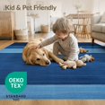 thumbnail image 4 of ODIKA 8'x10' Washable Area Rug Navy Contemporary Throw Tonal Stripe Subtle Framing Detail Solid for Living Room, Under Sectional, Family , Durable, Non-Slip, 4 of 7