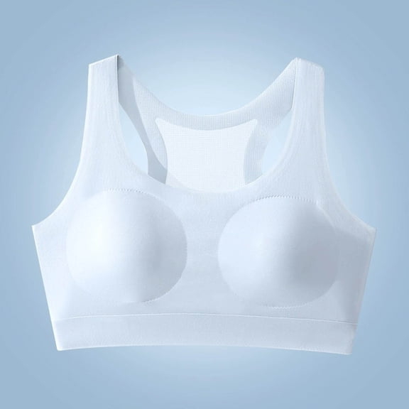 Sport Bra for Girls Student Girls Underwear Bras Teen Girls Wireless Seamless Bra with Removable Pad Training Sports Cropped Tops Blue 12-13Y