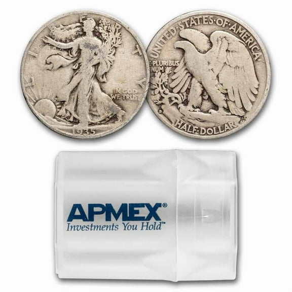 1935-D Walking Liberty Halves 20-Coin Roll Avg Circ