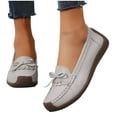 thumbnail image 4 of Hinvhai Women's Comfort Leather Loafers Casual Wild Driving Flats Anti-Collision Moccasins Soft Daily Walking Shoes Gray 8.5(41), 4 of 6