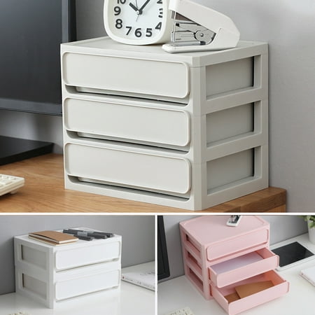 2 Drawers Cosmetic Cabinet Makeup Organizer Case Desktop