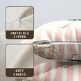 thumbnail image 4 of Pink Flamingo Outdoor Pillow Covers 20x20 Set of 2 Tropical Green Leaves Abstract Arch Pink White Striped Decorative Pillow Cases Spring Summer Farmhouse Decor for Home Couch Sofa, 4 of 6
