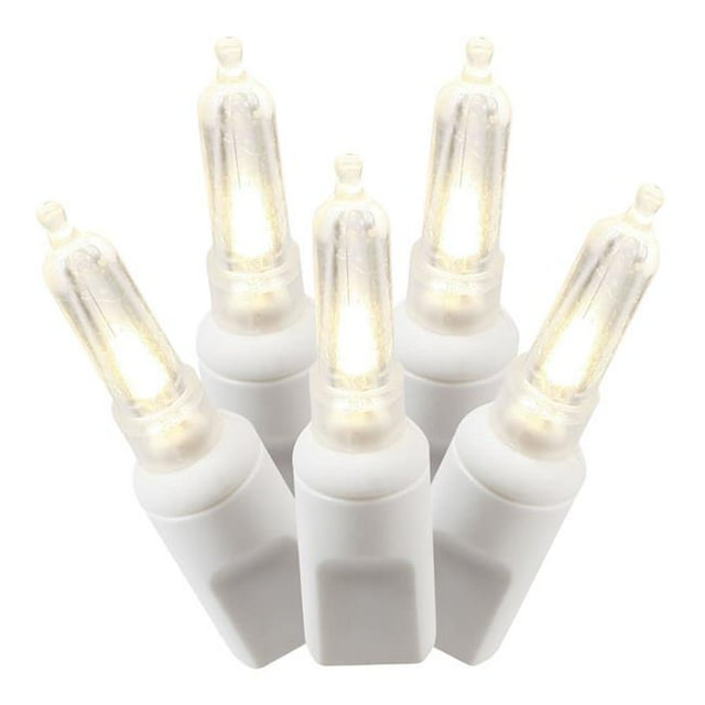 LED White Wire Italian End Connecting 25 ft. Long Light Set with Warm White Lights in Poly Bag