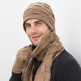 thumbnail image 2 of beishanbush Bomber Hats Men's Winter Knitted Windproof Hat Scarf Gloves Three-piece Winter Knitted Hat Men's Warm Hat Khaki, 2 of 4