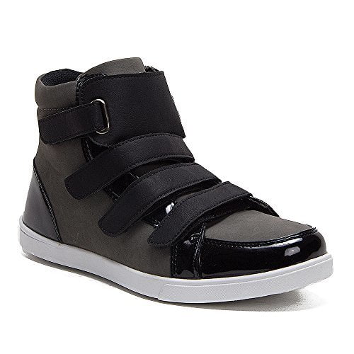 Men's High-Top Leather Velcro Straps Sneakers Boots -