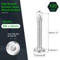 thumbnail image 2 of M6 x 45mm (100 Pack) Tête de Douille Plate Ronde en Acier Inoxydable 304 Vis en Bois, 2 of 7
