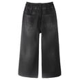 thumbnail image 2 of KIDSCOOL SPACE Little Girls Wide-leg Colored Denim Jeans, 5-14T Loose Elastic Waist with String Ripped Flared Pants,Black,5-6 Years, 2 of 8
