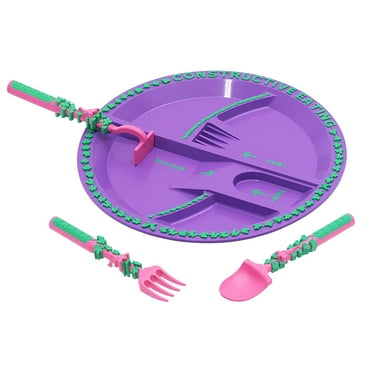 Constructive Eating Made in USA Garden Fairy Combo Set of 3 Utensils and Plate for Toddlers, Infants, Babies and Kids - Made With Materials Tested for Safety