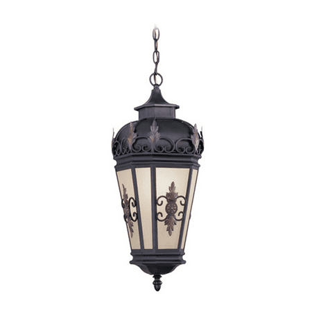 Antique Bronze Classic Crystal - Outdoor Pendants 1 Light With Antique Honey Linen Glass Bronze size 10 in 150 Watts - World of Crystal