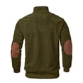 thumbnail image 6 of LWavelet Men's Ribbed Fabric Color Block Quarter Zip Pullover - Elbow Patches Casual Fall Winter Top Army Green XL, 6 of 7