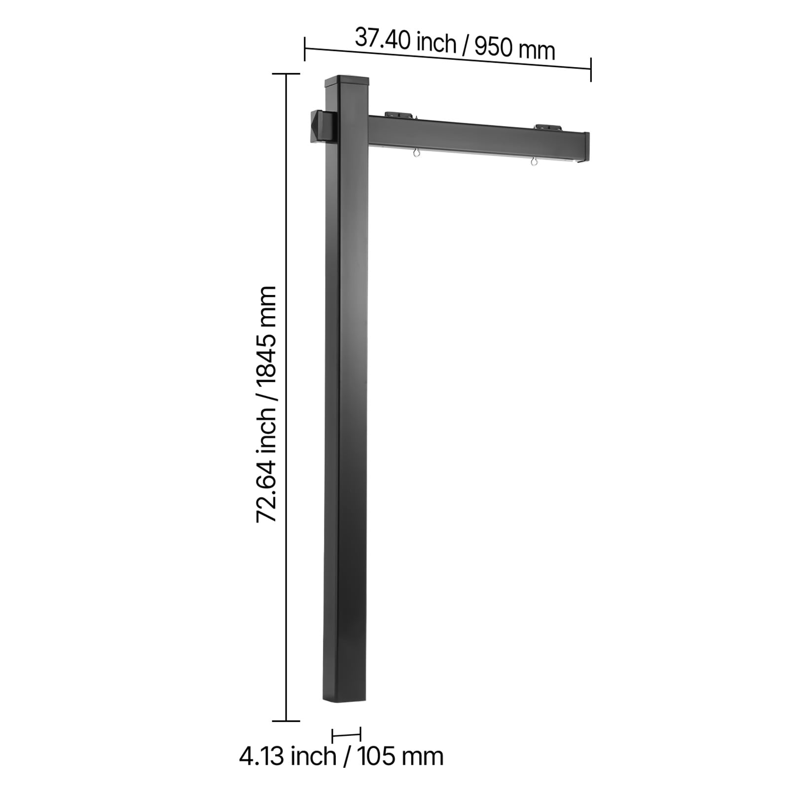 VEVOR Real Estate Sign Post, 6 ft Tall, PVC Realtor Yard Sign Holder with 36 in Arm Holds up to 24 in, Easy to Install, Wind-Resistant, for Open House and Home, Yard, Road, Outdoor, Black (No Signs)